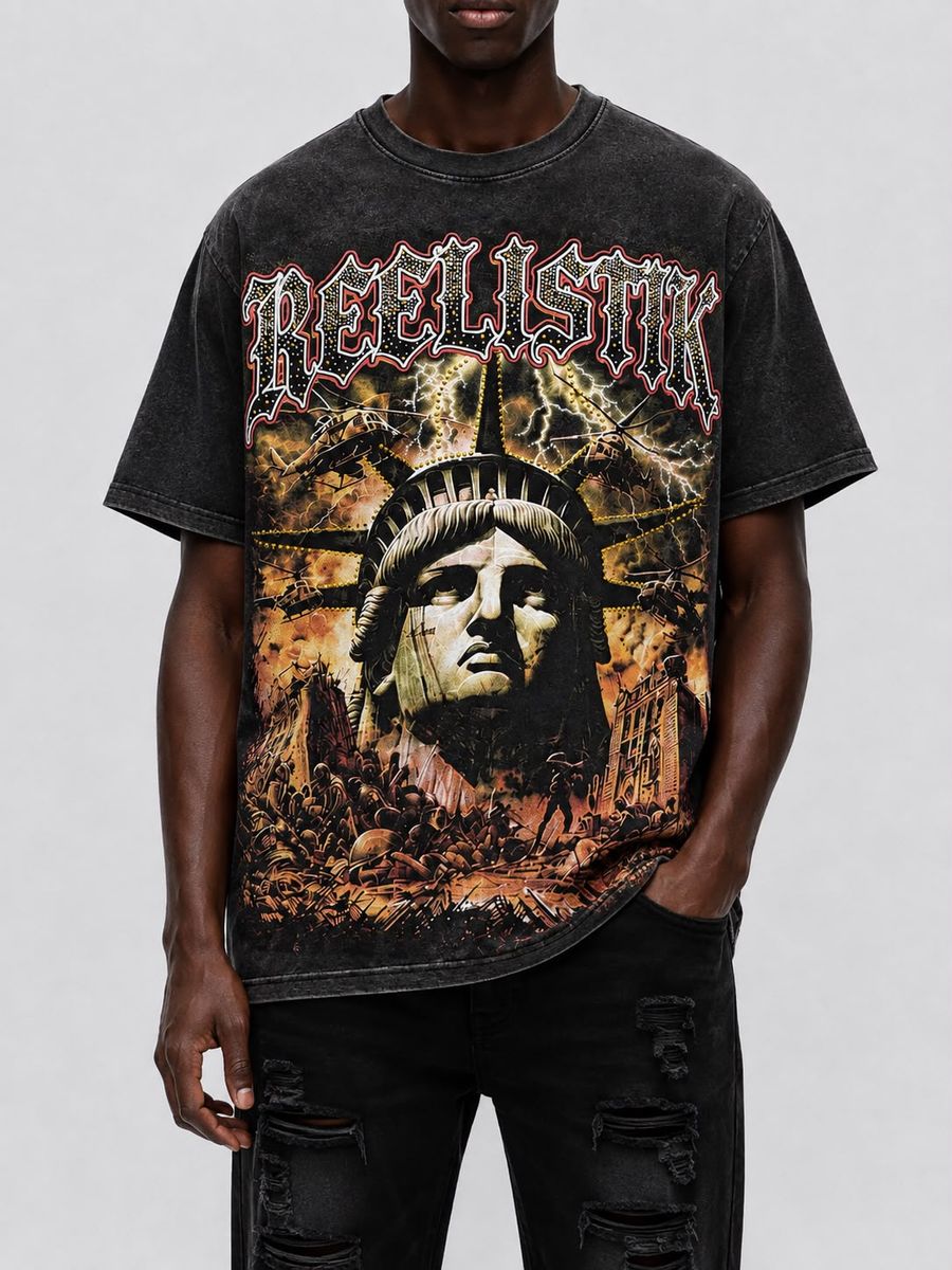 Reelistik Nyc Kingdom Rhinestone Tee Black