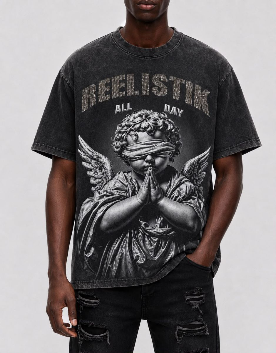 Reelistik NYC All Day Rhinestone Tee Black