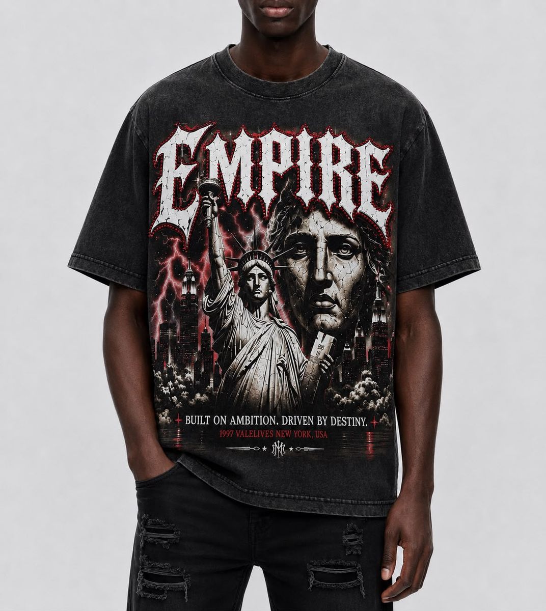 Reelistik Nyc Empire Rhinestone Tee Black