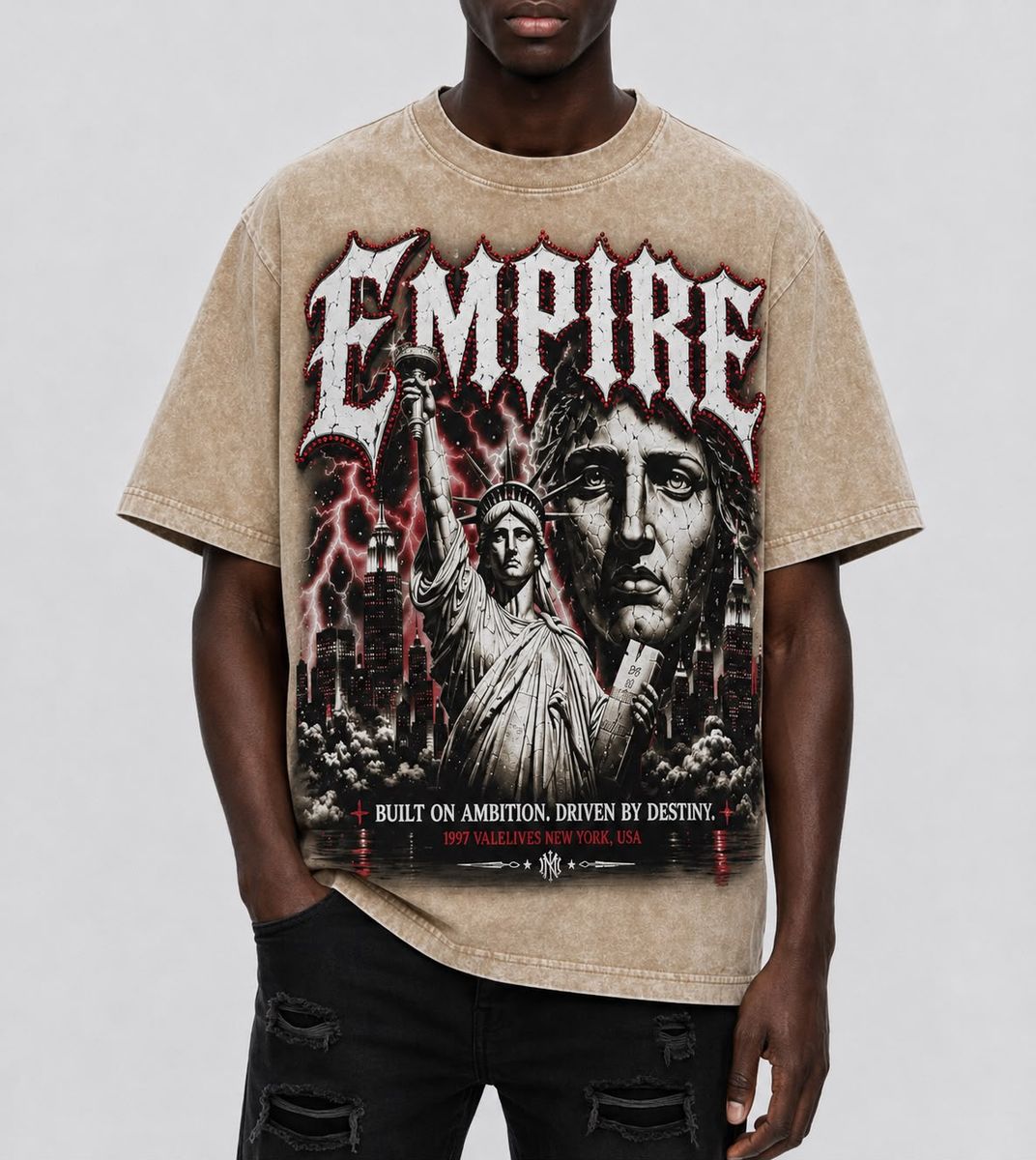 Reelistik Nyc Empire Rhinestone Tee Brown