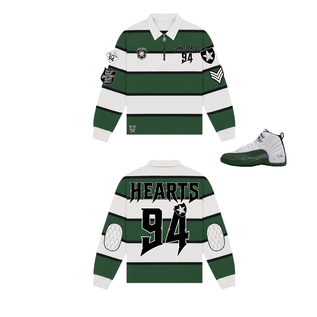 Shattered Heart Patch Knitted Rugby Green