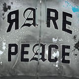 Rare Peace Washed Painted zip up Rhinestone Hoodie Grey