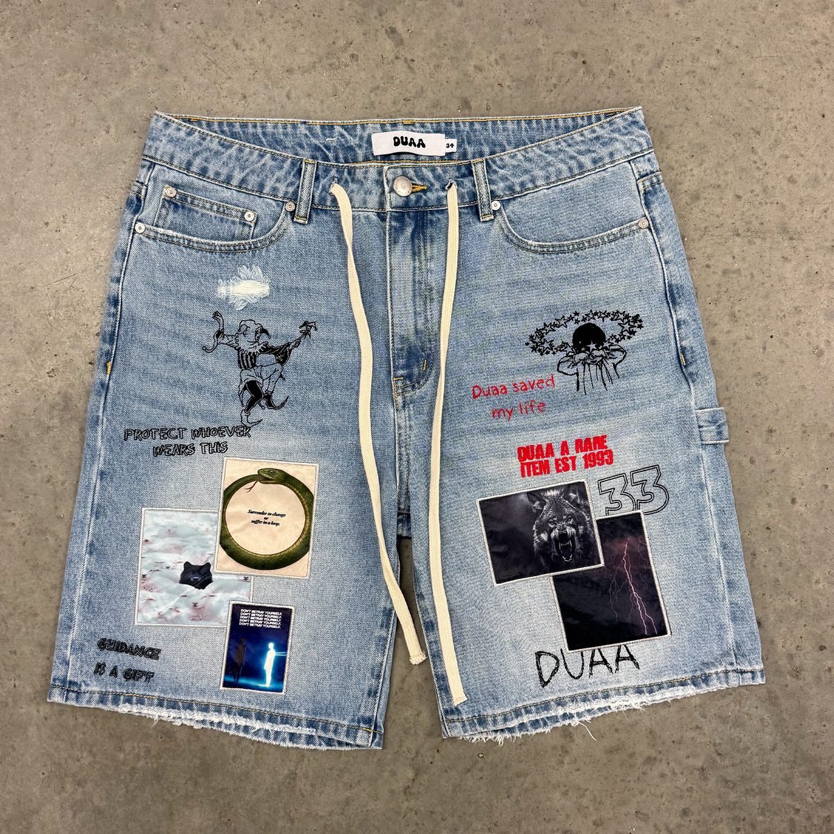 Duaa Teleport Denim Shorts Ice Blue Wash