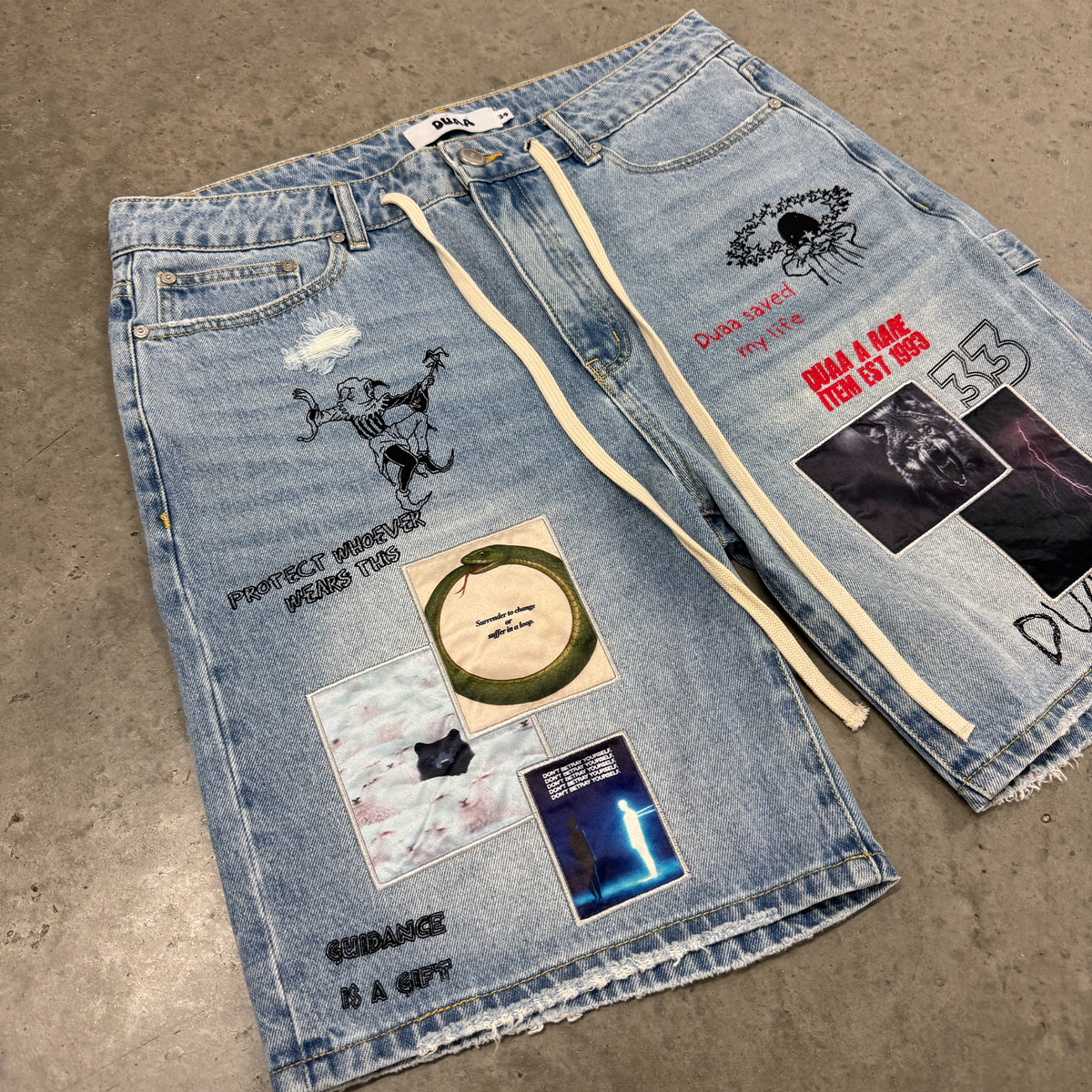 Duaa Teleport Denim Shorts Ice Blue Wash