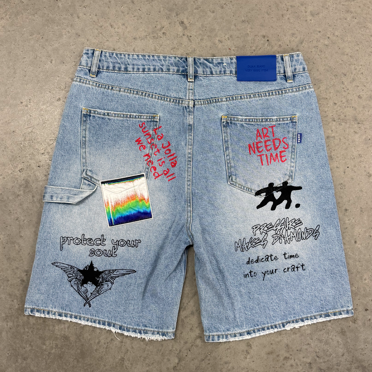Duaa Teleport Denim Shorts Ice Blue Wash