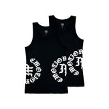Mixed Emotion 2 Pack Black “Script” Tank Tops