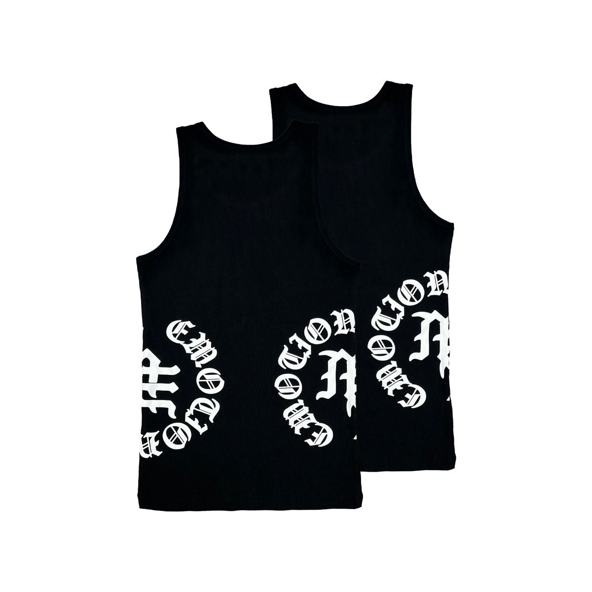 Mixed Emotion 2 Pack Black “Script” Tank Tops