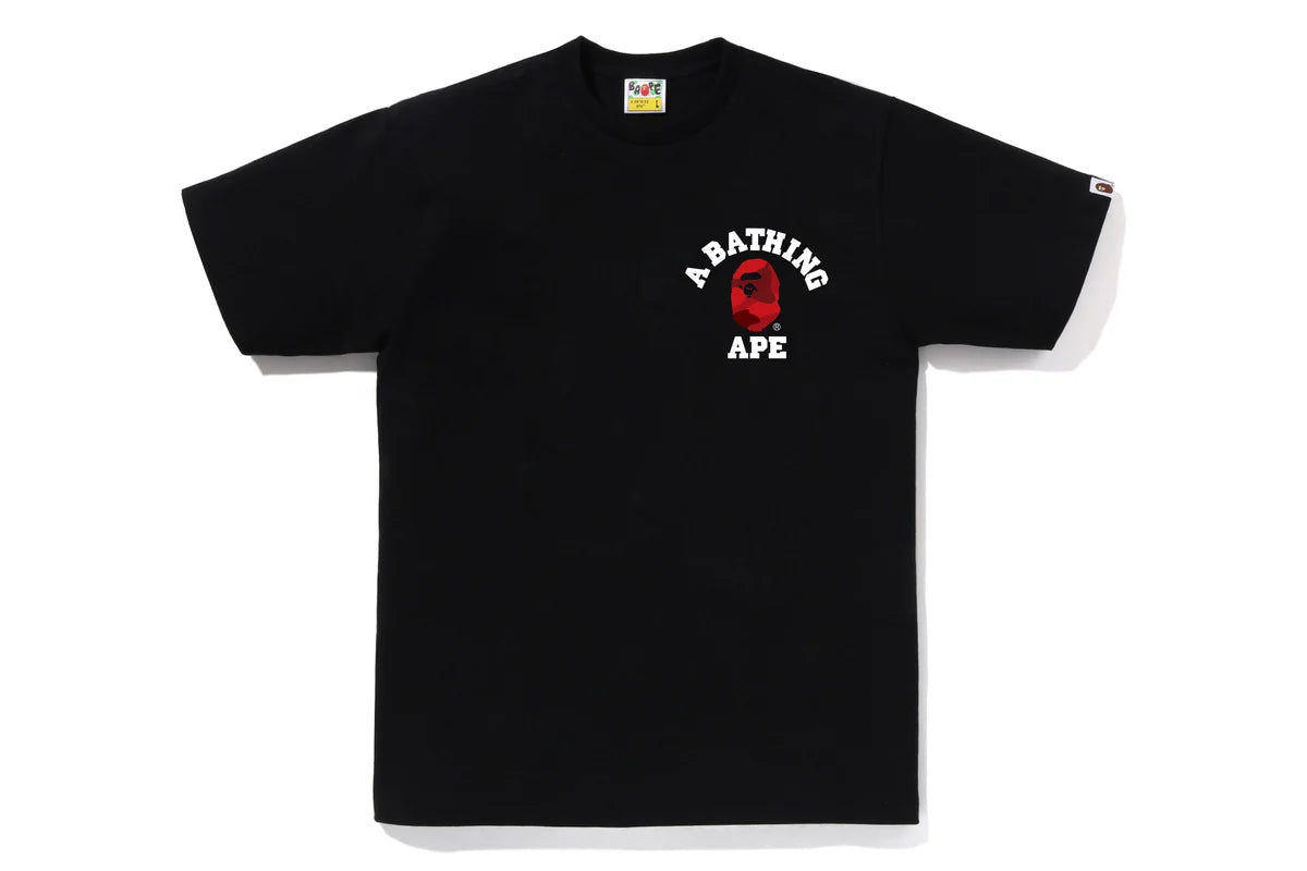 Bape Color Camo College Ats Tee Black X Red