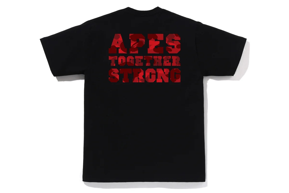Bape Color Camo College Ats Tee Black X Red
