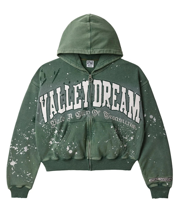 Vale Forever Paint Zip Up Hoodie Pine Green