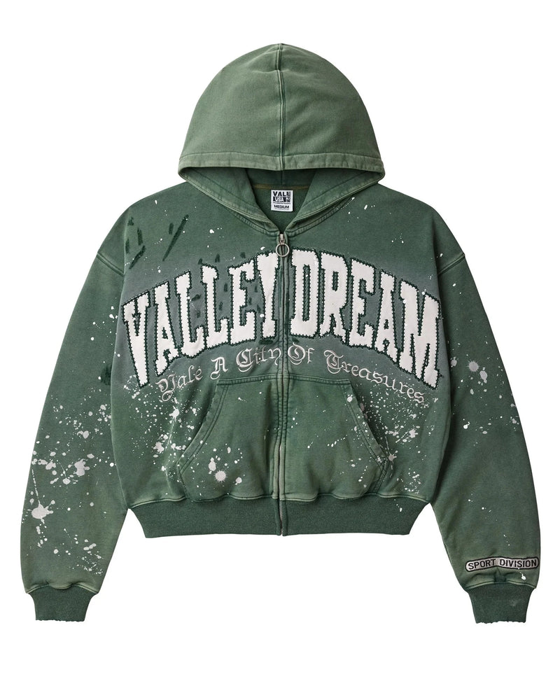 Vale Forever Paint Zip Up Hoodie Pine Green
