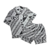 Purple brand flag bandana short set grey