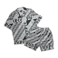 Purple brand flag bandana short set grey