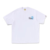 Bape Men's Cursive college logo relaxed fit tee White X Blue