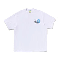 Bape Men's Cursive college logo relaxed fit tee White X Blue