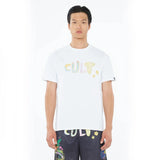 Cult of individuality Heavyweight Crew Neck Tee "Crayon Logo" in White