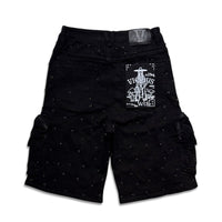 Vicious Denim Men's Embellished cargo shorts - Black