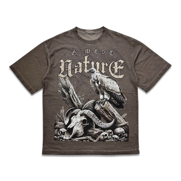 G west Rhinestone Natural law tee Brown oil wash