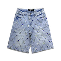 Vicious Denim Men's Embellished  denim shorts - light blue