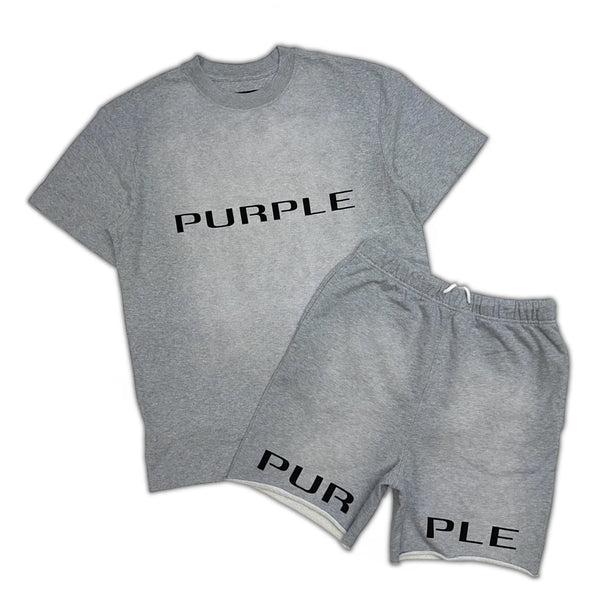Purple Brand (Heather Grey WordMark Short Set)