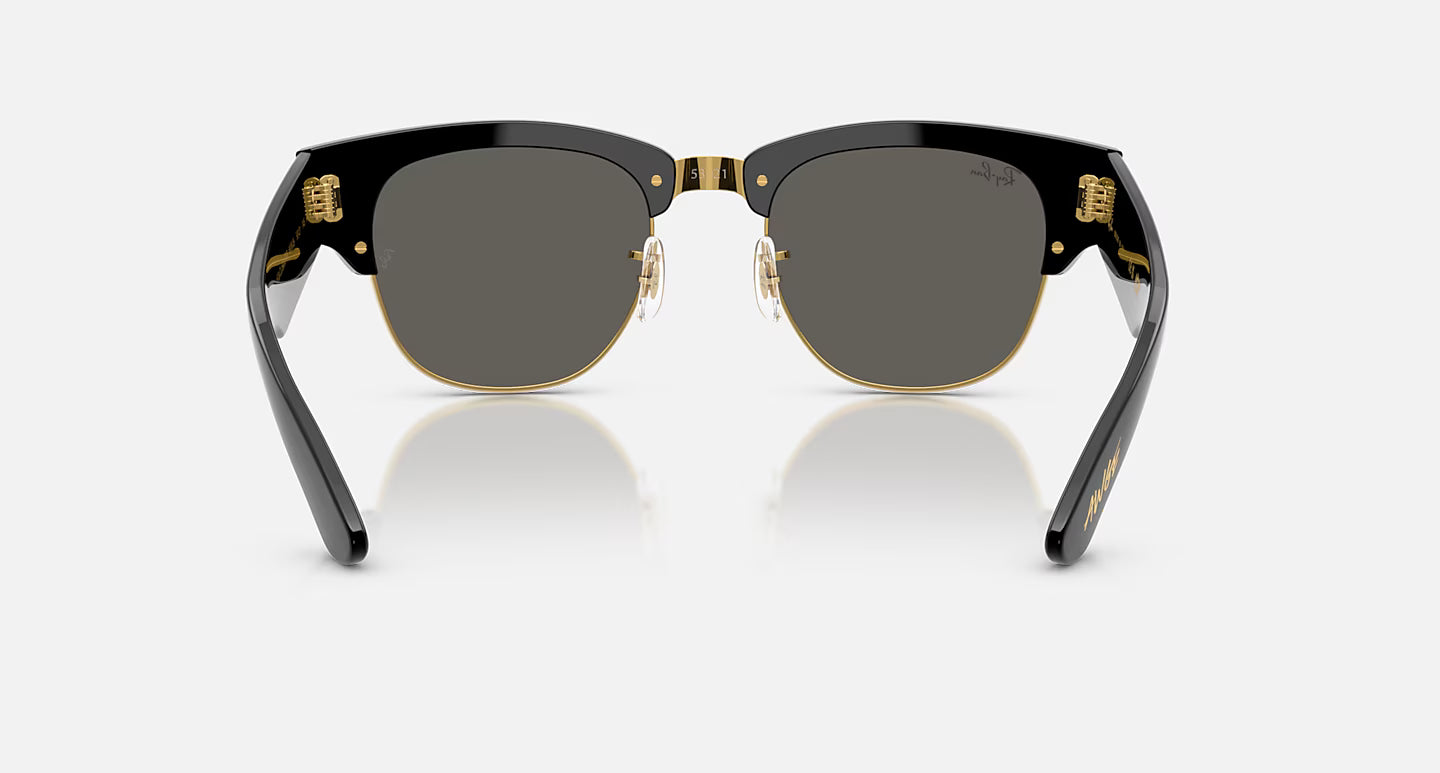 A$Ap Rocky X Ray-Ban Mega Clubmaster Black On Gold Frame Dark Grey Lenses