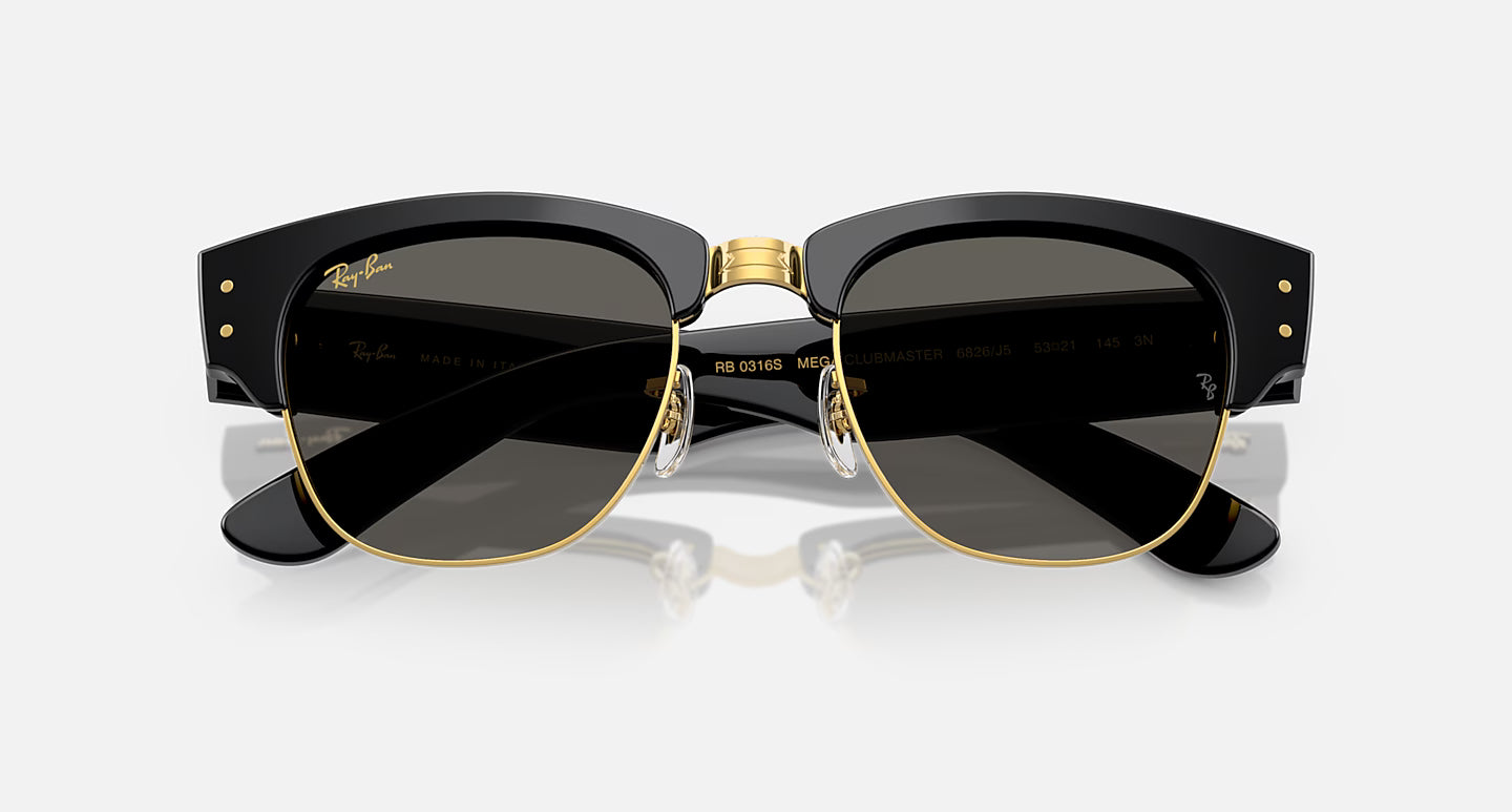A$Ap Rocky X Ray-Ban Mega Clubmaster Black On Gold Frame Dark Grey Lenses