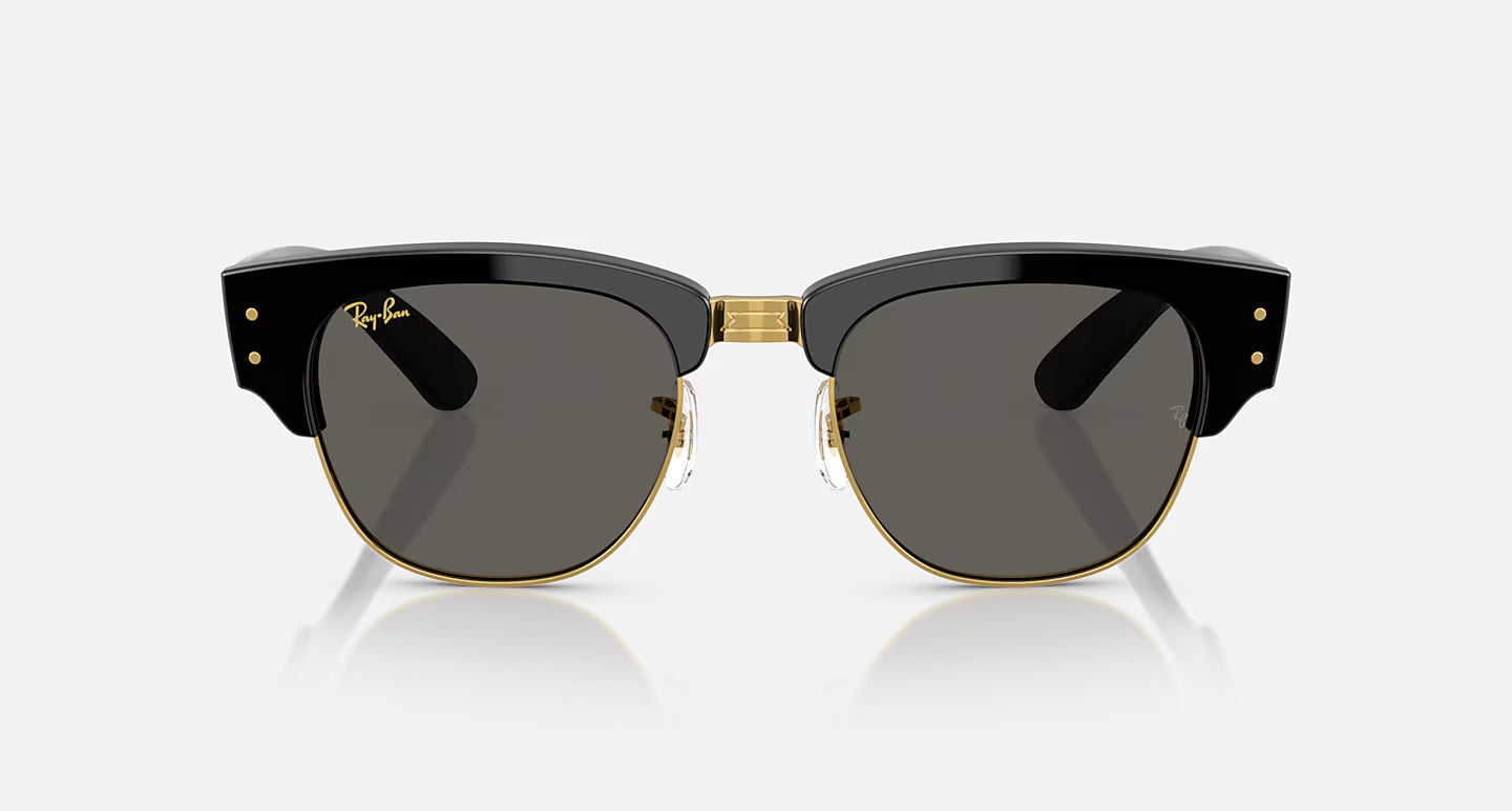 A$Ap Rocky X Ray-Ban Mega Clubmaster Black On Gold Frame Dark Grey Lenses