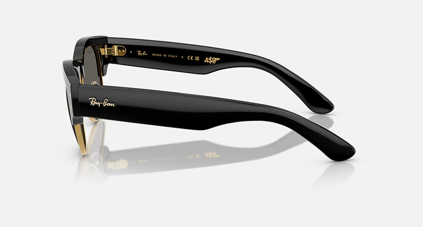 A$Ap Rocky X Ray-Ban Mega Clubmaster Black On Gold Frame Dark Grey Lenses