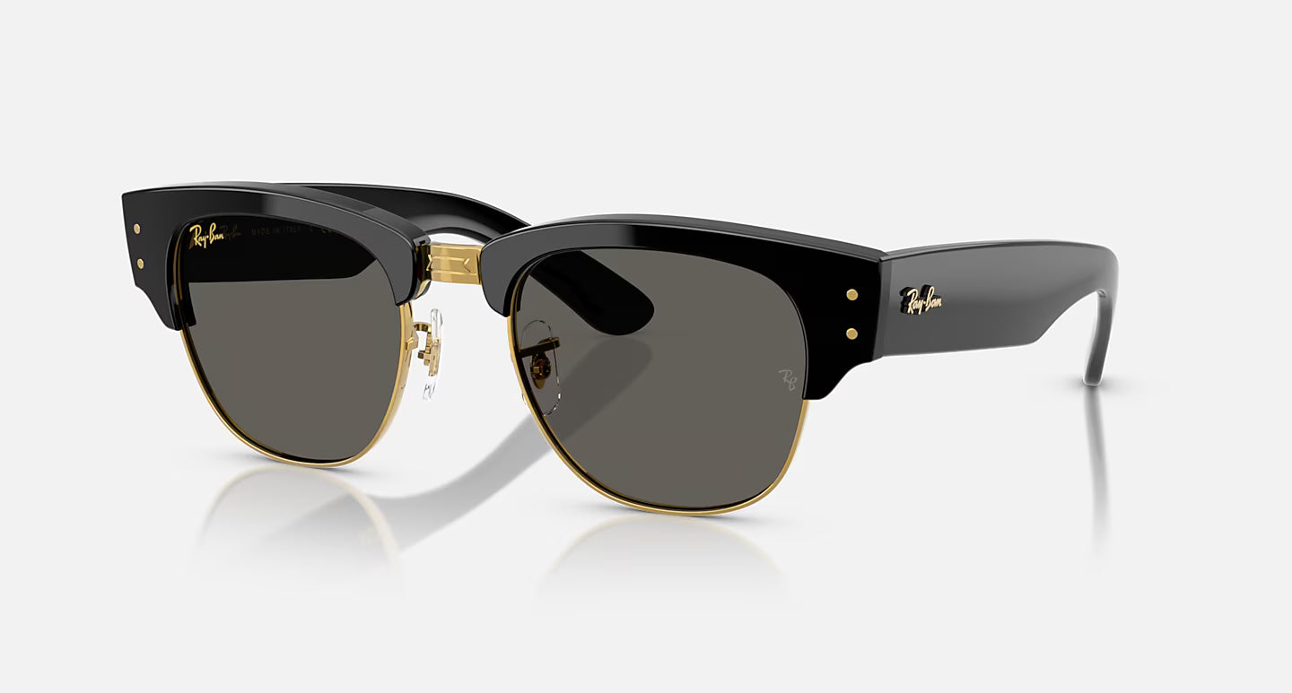 A$Ap Rocky X Ray-Ban Mega Clubmaster Black On Gold Frame Dark Grey Lenses