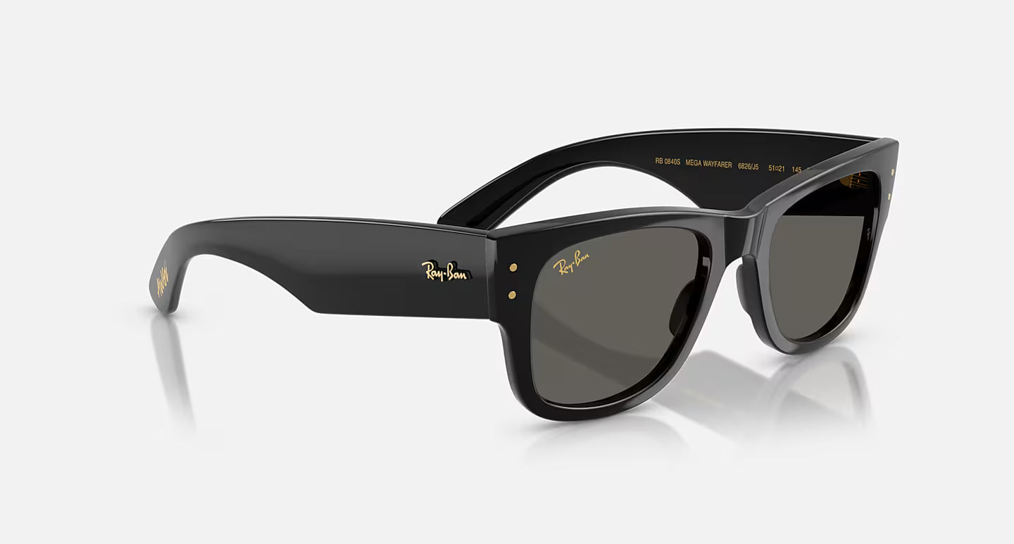 A$Ap Rocky X Ray-Ban Mega Wayfarer Polished Black Frame Dark Grey