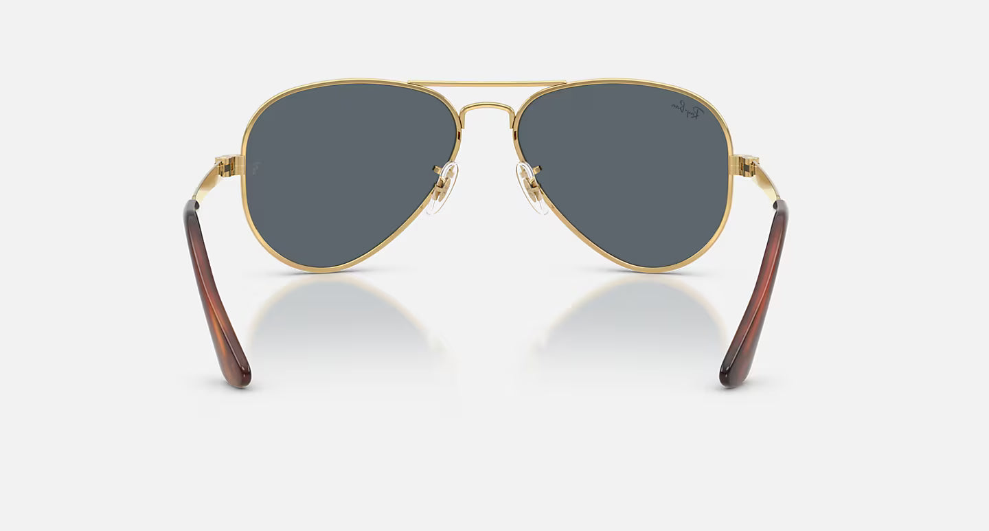 Ray-Ban Sun Glasses Aviator Max Arista Gold Frame Blue Lenses