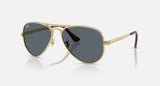 Ray-Ban Sun Glasses Aviator Max Arista Gold Frame Blue Lenses
