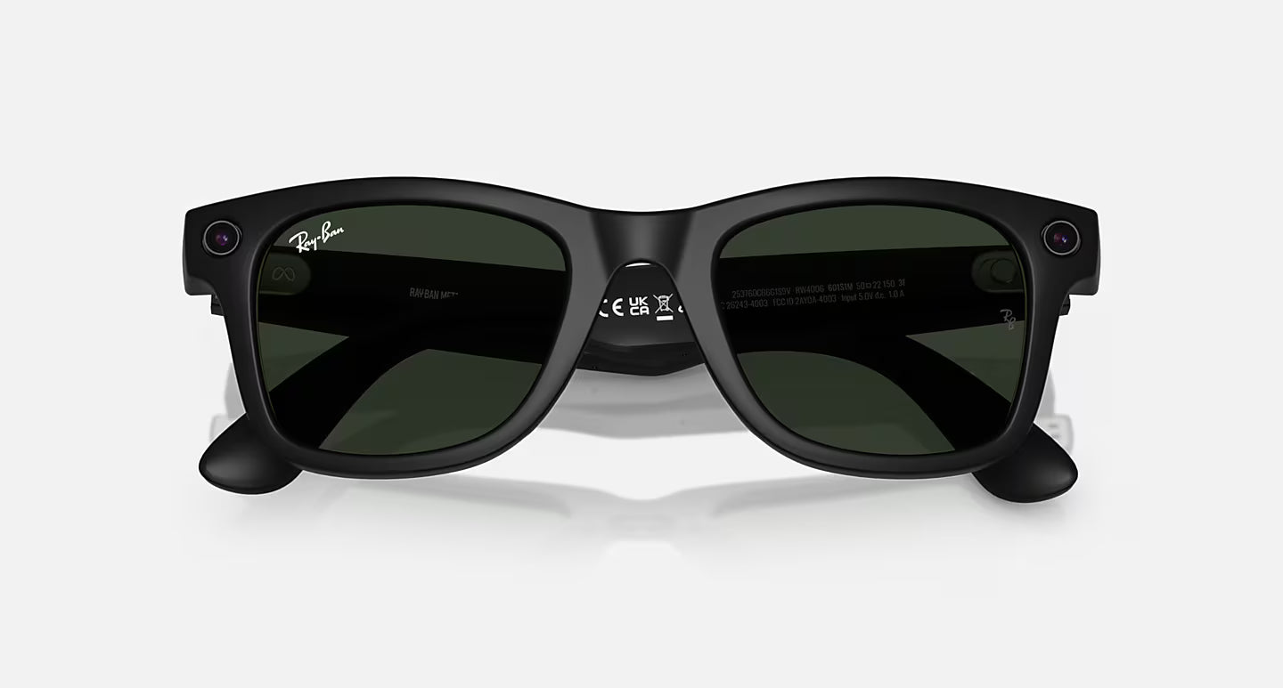 Ray-Ban Meta Wayfarer Gen 1 Sunglasses | Matte Black / Clear Graphite Green Transitions