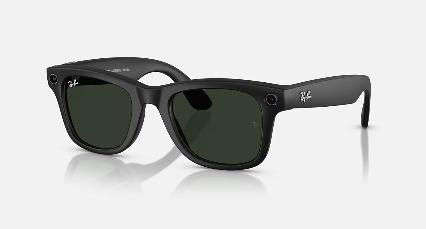 Ray-Ban Meta Wayfarer Gen 1 Sunglasses | Matte Black / Clear Graphite Green Transitions