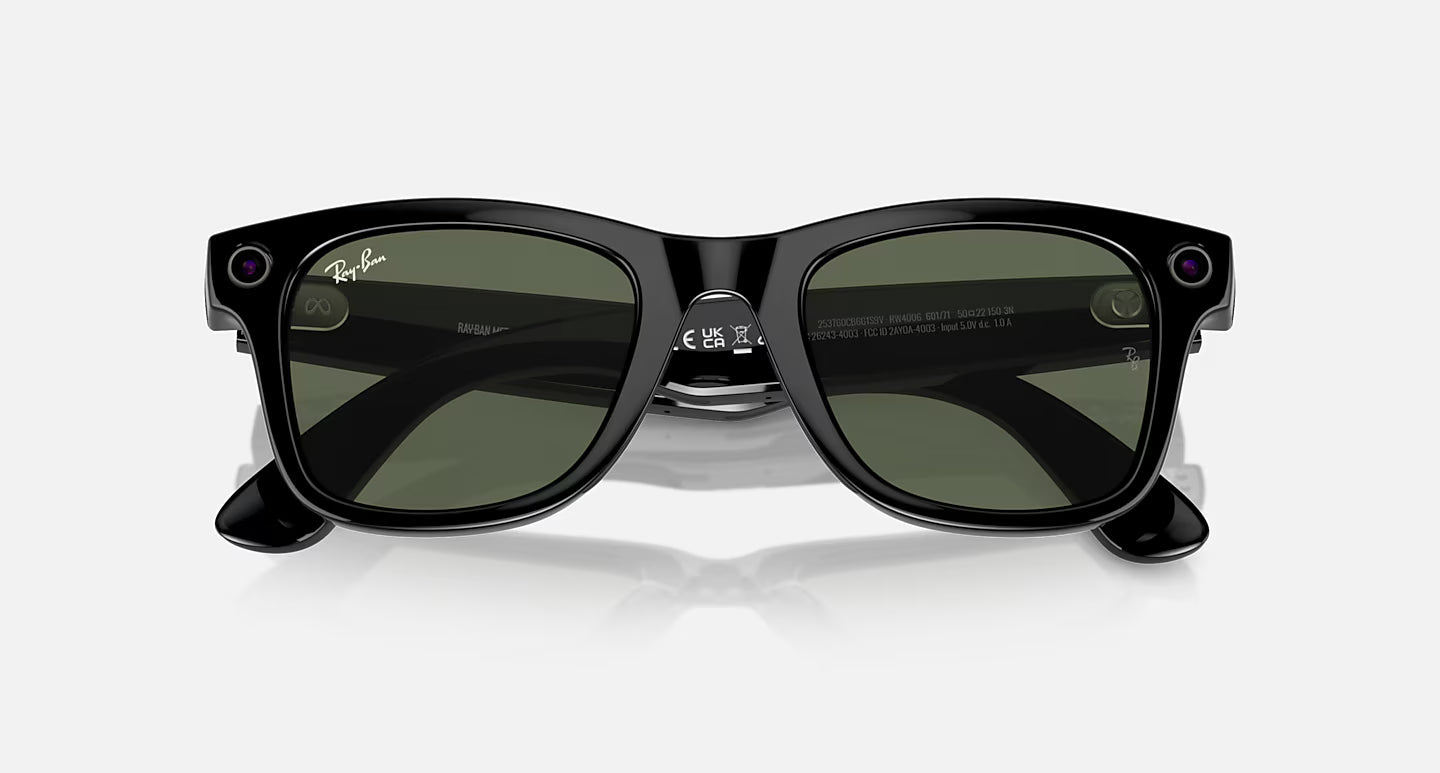 Ray-Ban Meta Wayfarer Gen 1 Sunglasses | Shiny Black / G-15 Green
