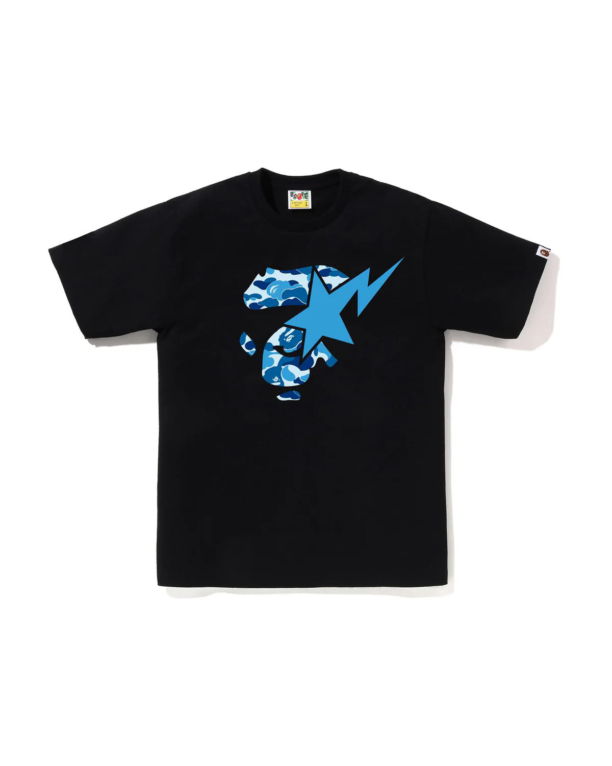 Bape Abc Camo Ape Face STA Tee Black X Blue