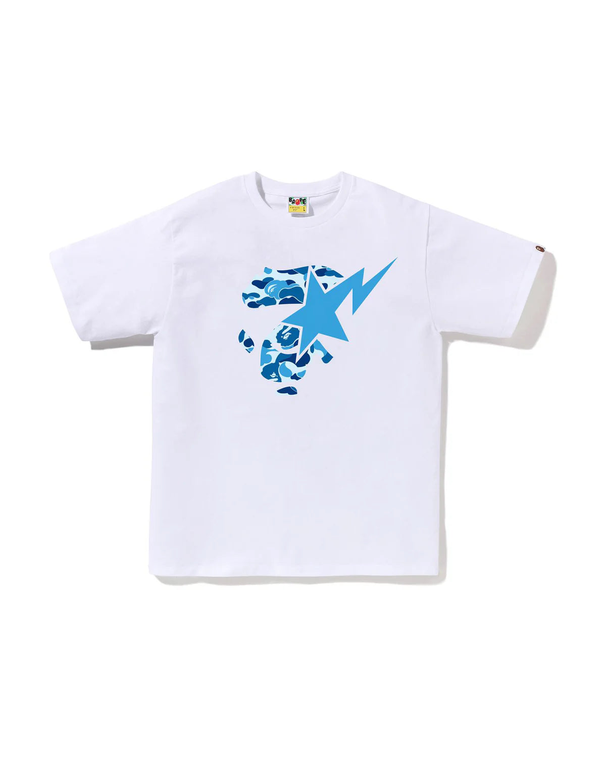 Bape Abc Camo Ape Face STA Tee White X Blue
