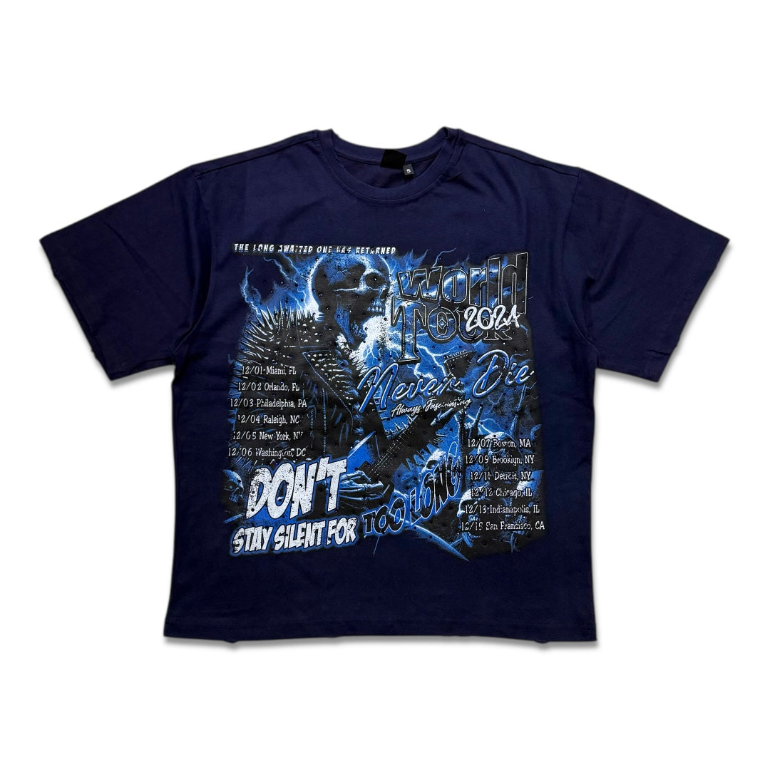 G west Men's Rhinestone dead love tee Navy/Black