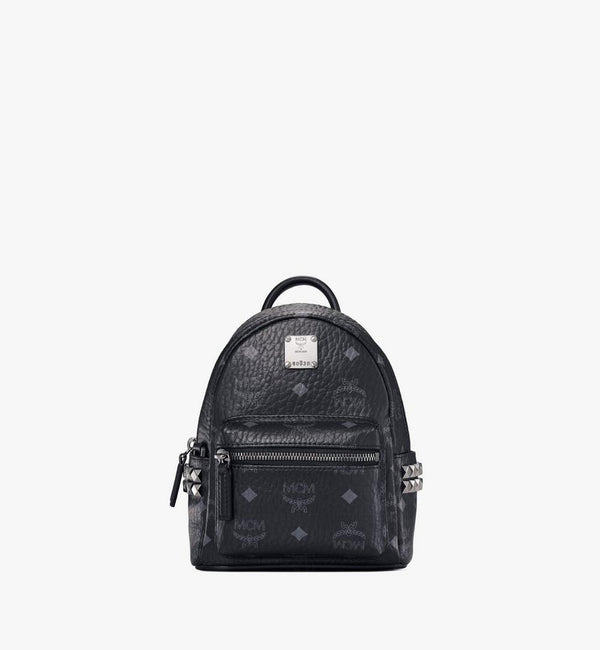 MCM STARK BEBE BOO SIDE STUDS BACKPACK IN VISETOS Black