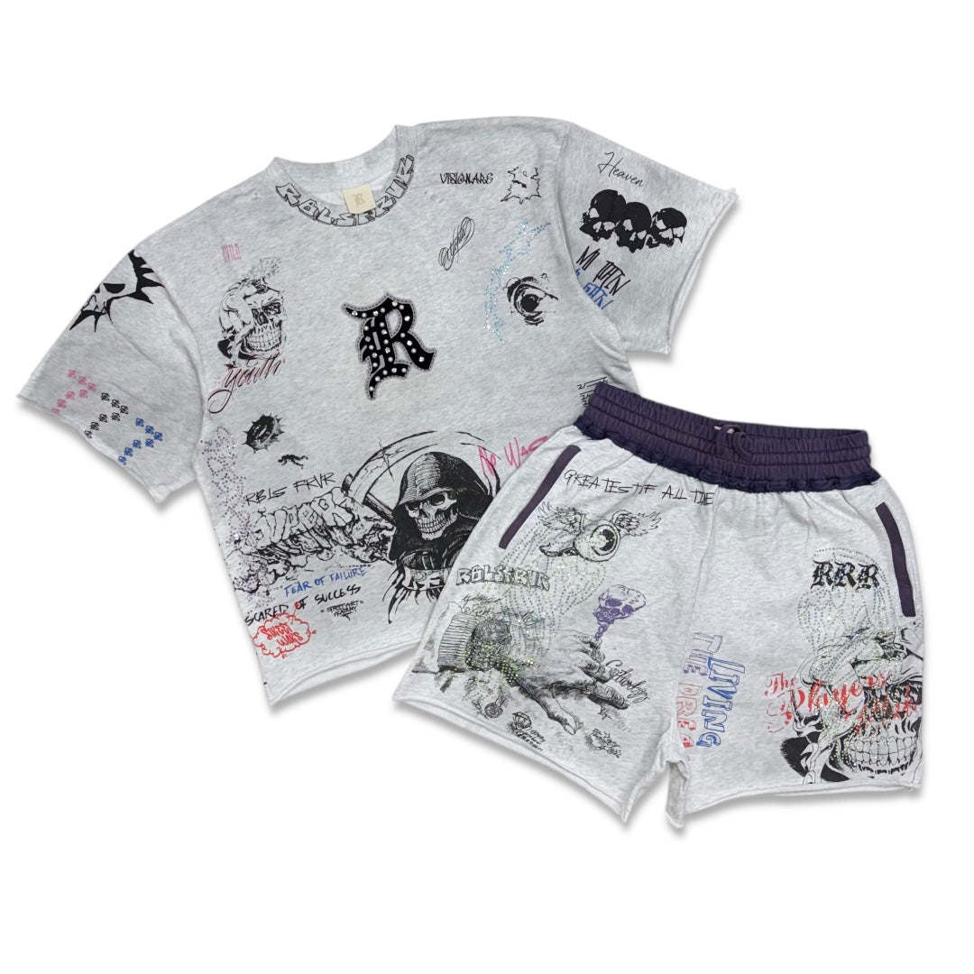 Rebel Living The Dreams Short Set Grey