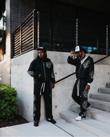 Mixed Emotion Eclipse Rhinestone Jogger set Black