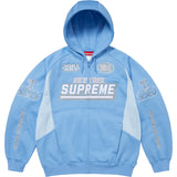 Supreme Football Zip Up Hoodie Light Blue