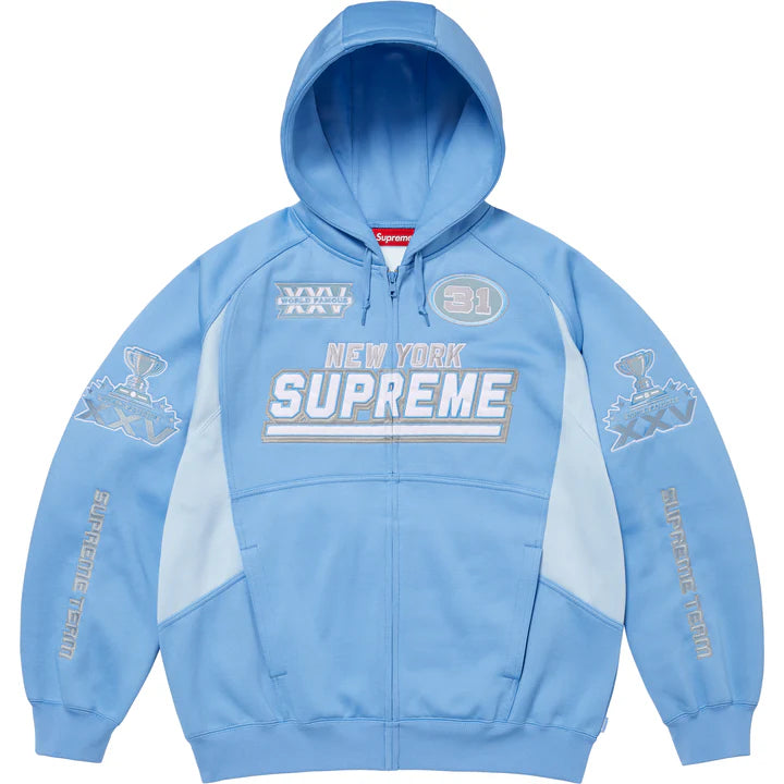 Supreme Football Zip Up Hoodie Light Blue