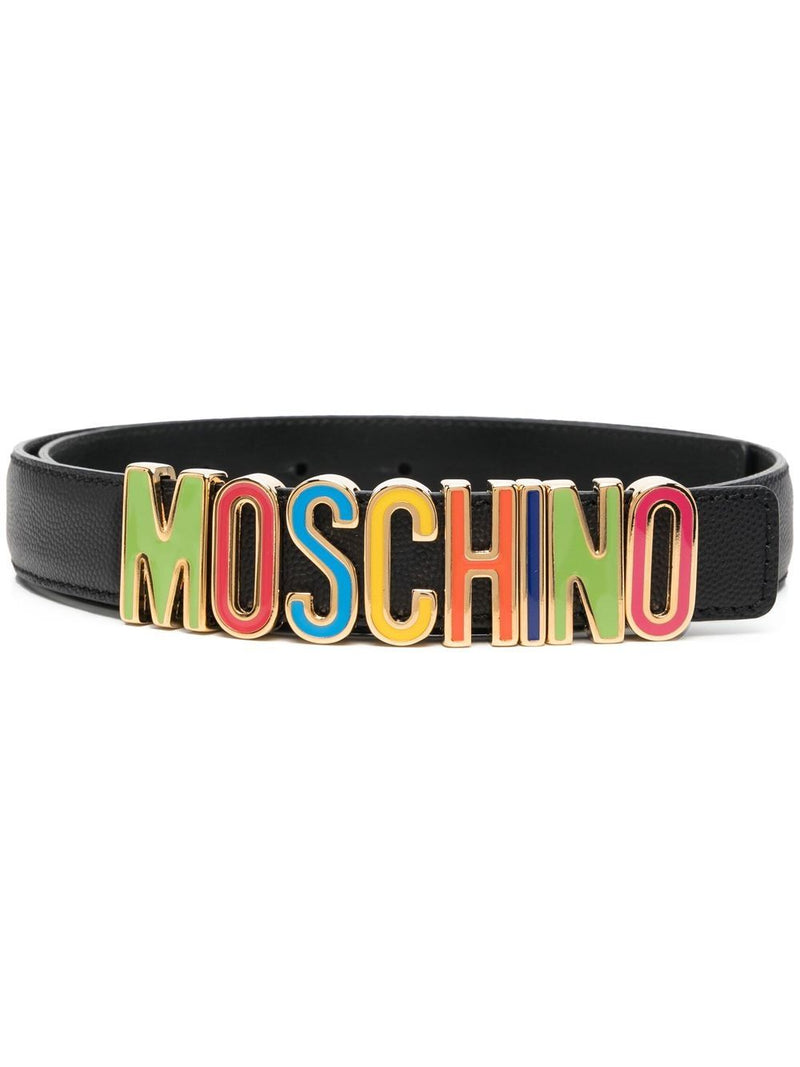 Moschino black /multicolor belt leather logo