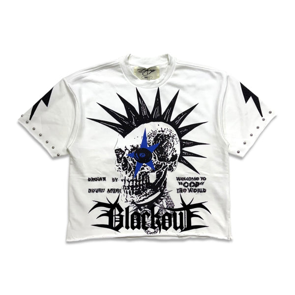 BKYS Born to Tour Cropped T-Shirt – White/Blue