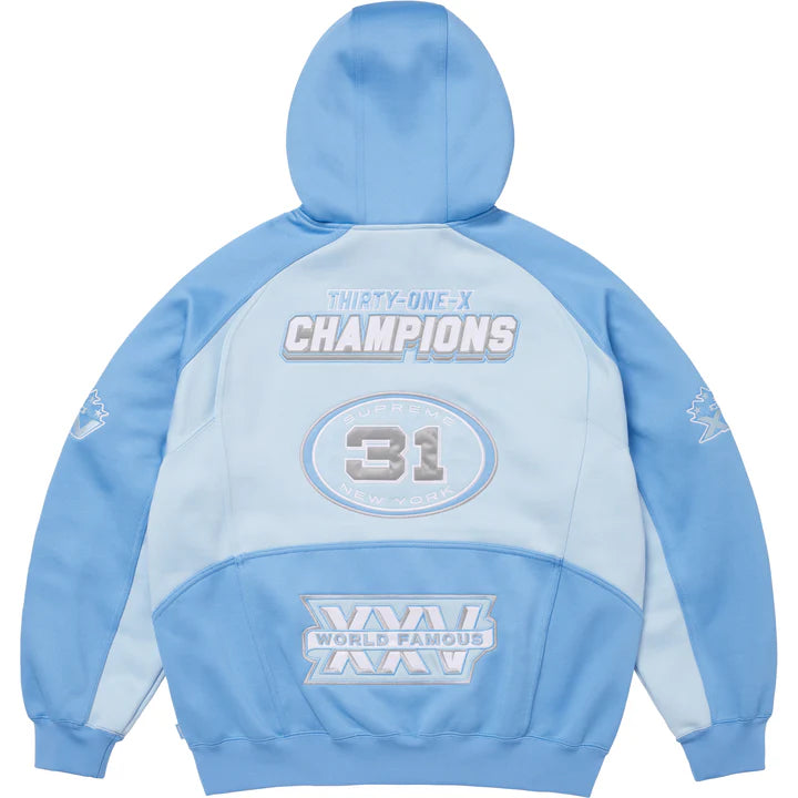 Supreme Football Zip Up Hoodie Light Blue