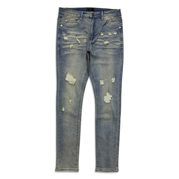 Supply Men's Distressed Skinny Jeans - Mid Wash