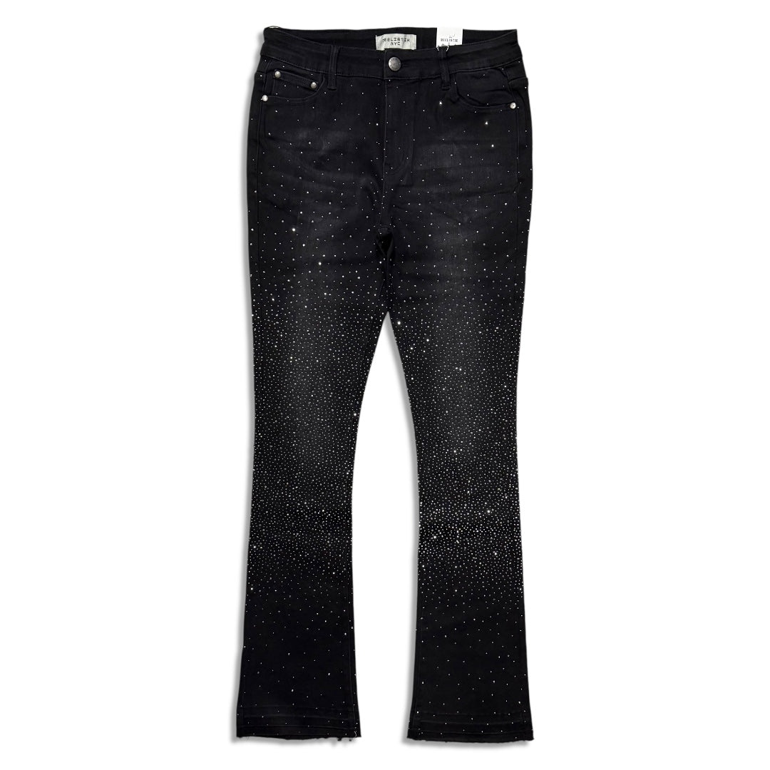 Reelistik Nyc Men's Rhinestone stacked jeans -black (RST-1204)