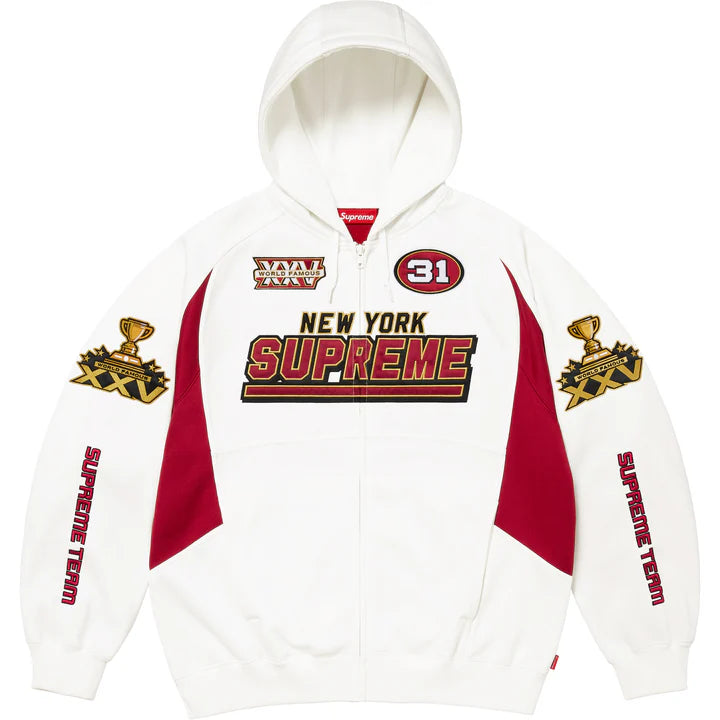Supreme Football Zip Up Hoodie White