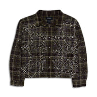 Kindred Men’s Cropped Rhinestone Pearl Flannel Shirt Olive